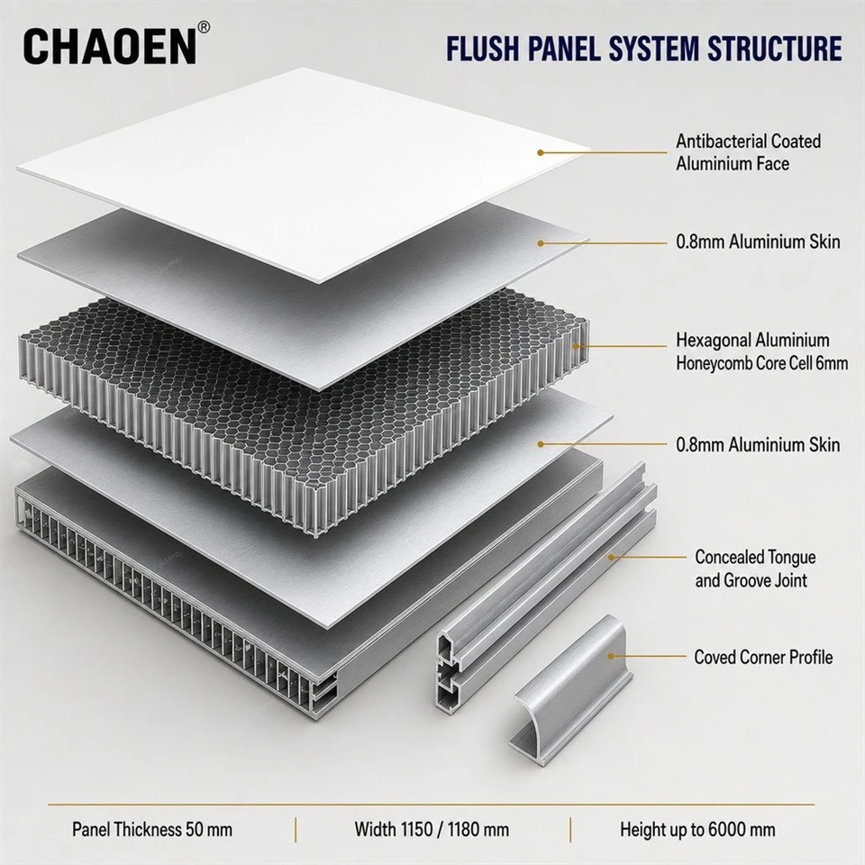 Anti-Bacterial Aluminium Honeycomb Panel For Cleanroom Wall Ceiling-CHAOEN factory Anti-Bacterial Aluminium Honeycomb Panel For Cleanroom Wall Ceiling-CHAOEN factory