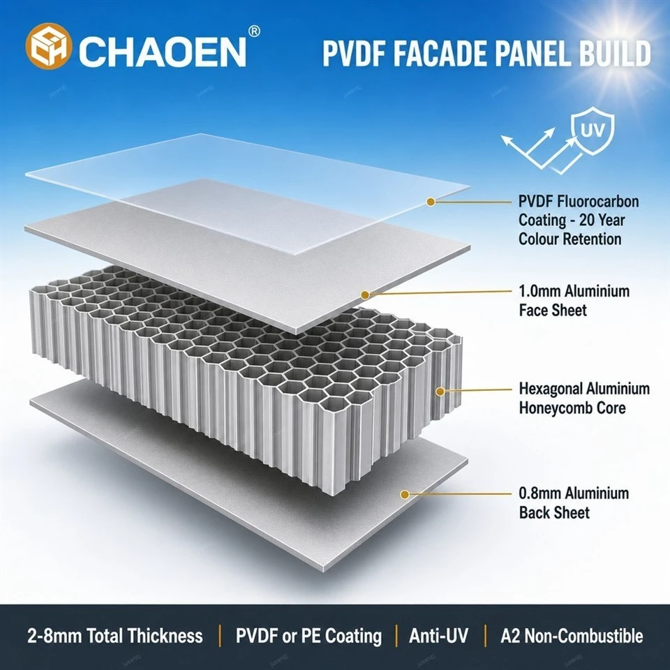Weather Resistant PVDF Aluminum Honeycomb Panels For Curtain Wall & Facade factory Weather Resistant PVDF Aluminum Honeycomb Panels For Curtain Wall & Facade factory